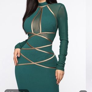 All my love Mini Dress in hunter green (L)